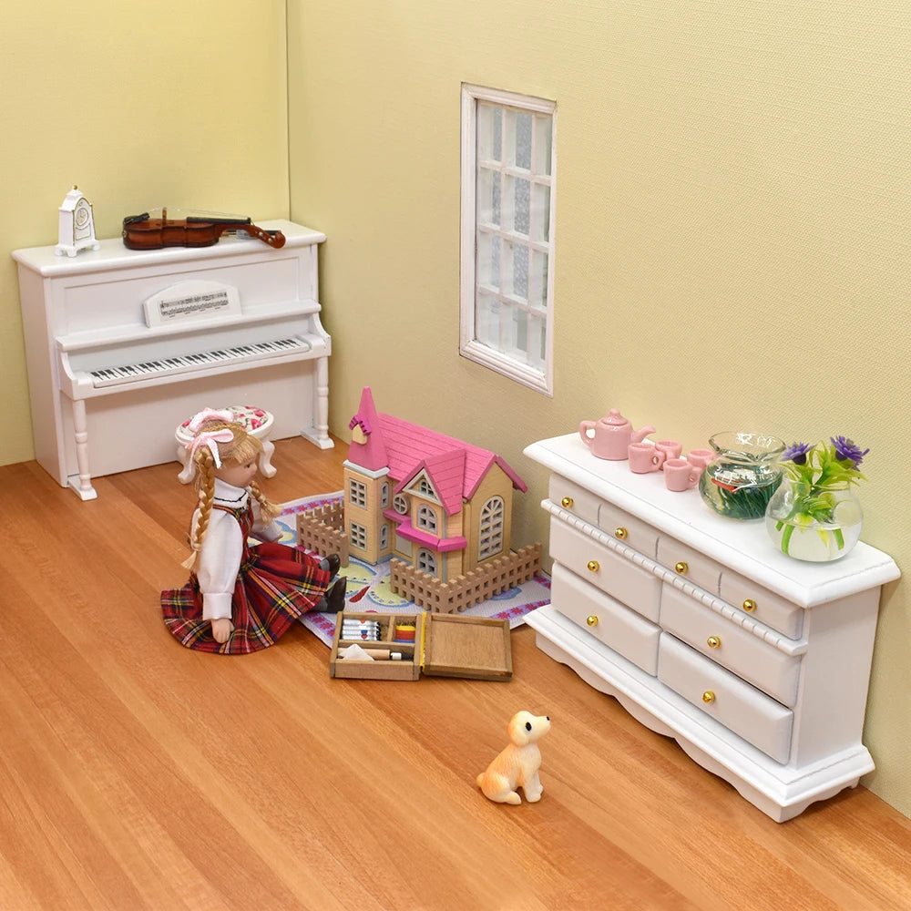 1:12 Scale Miniature Dollhouse Wooden Cottage DIY Self Assembly Doll House Accessories