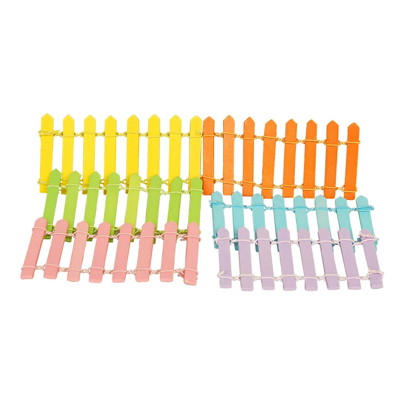 1:12 Scale Miniature Dollhouse DIY Fence Barrier Garden Accessories Colorful Railing Scene Model 6pcs