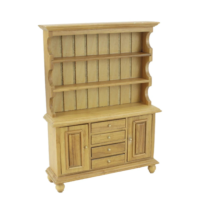 Meuble de cuisine miniature en bois massif, échelle 1:12, fabriqué à la main, pour maison de poupée