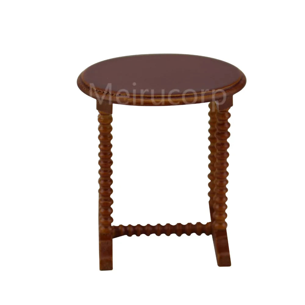 Muebles en miniatura para casa de muñecas a escala 1:12, mesa pequeña con balcón de madera de alta calidad