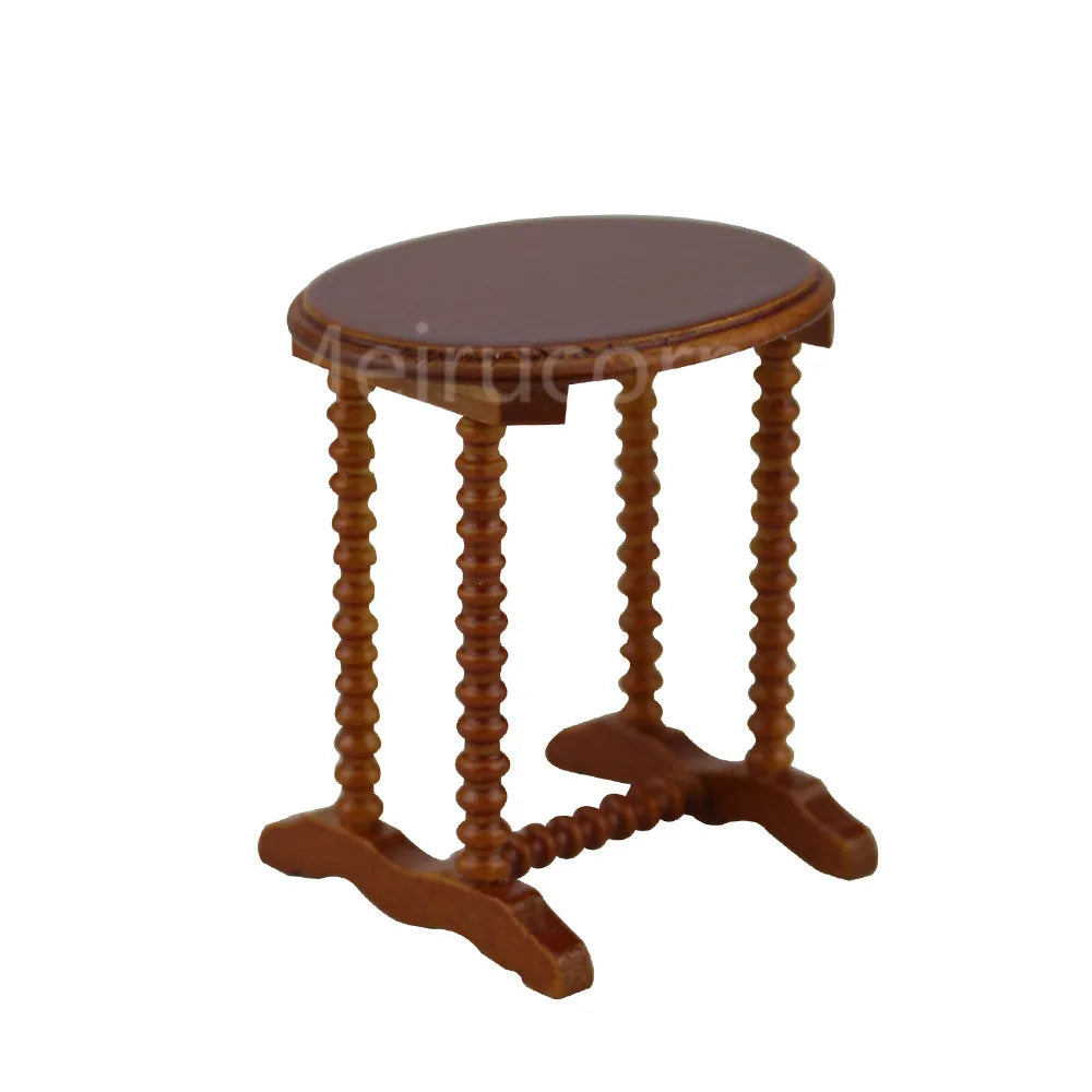 Muebles en miniatura para casa de muñecas a escala 1:12, mesa pequeña con balcón de madera de alta calidad