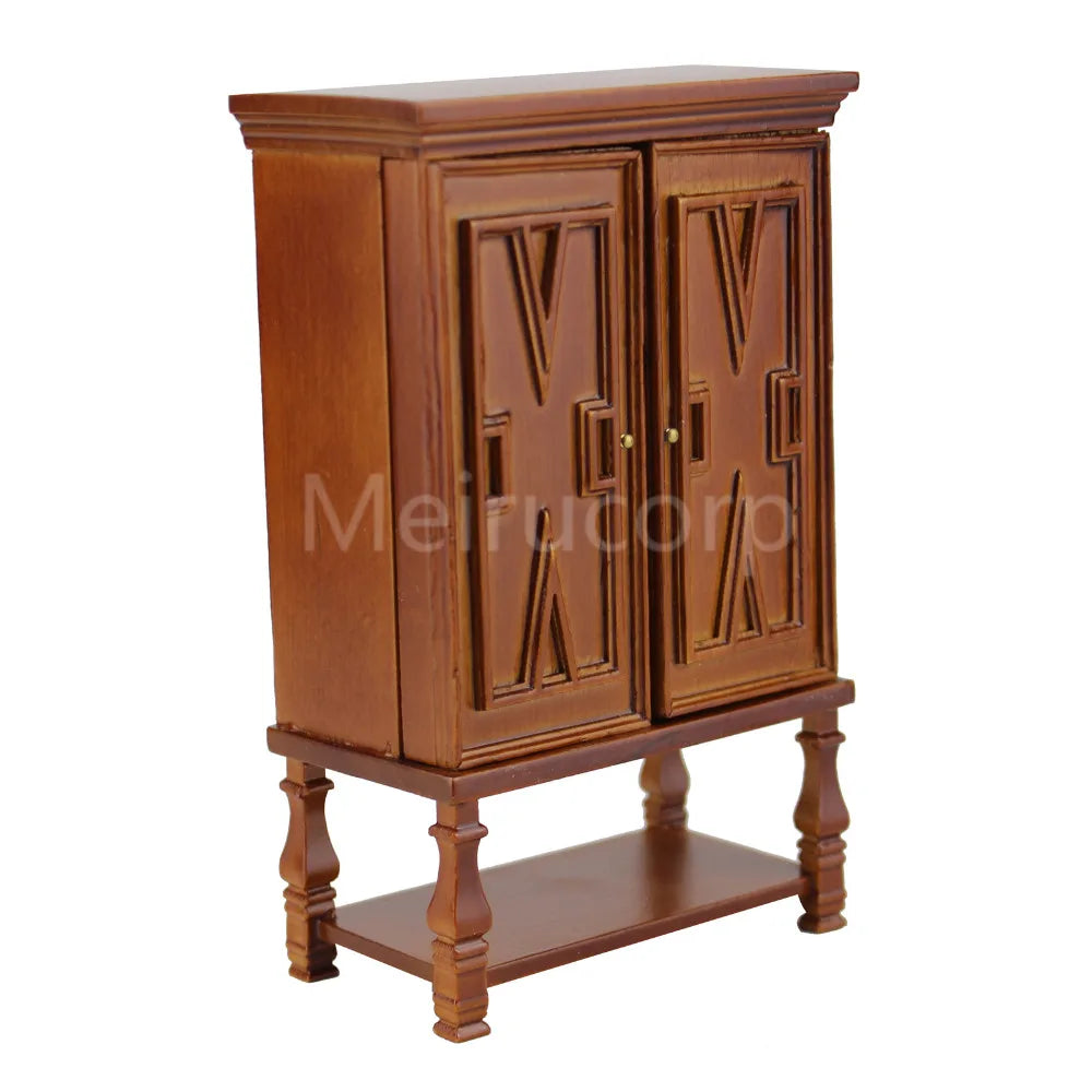 Vitrina de madera para vinos hecha a mano a escala 1:12 para muebles en miniatura de casa de muñecas