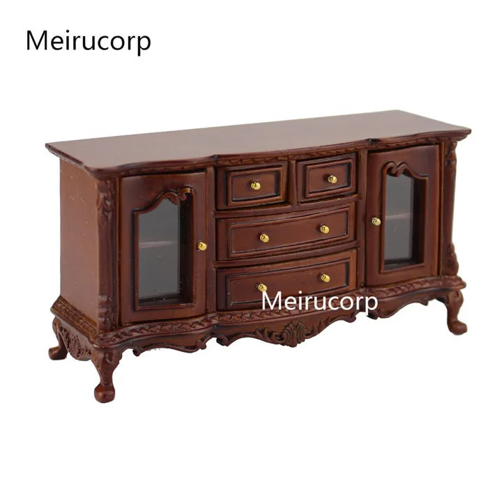 Vitrina para casa de muñecas en miniatura a escala 1:12 - Muebles vintage hechos a mano