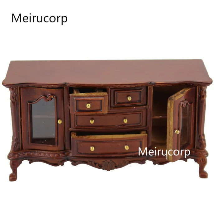 Vitrina para casa de muñecas en miniatura a escala 1:12 - Muebles vintage hechos a mano