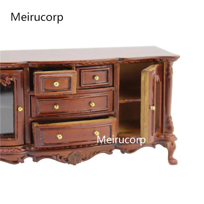 Vitrina para casa de muñecas en miniatura a escala 1:12 - Muebles vintage hechos a mano