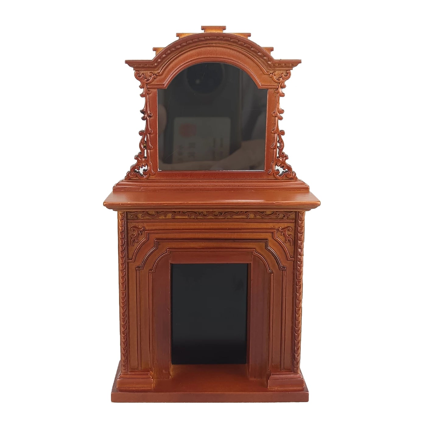 Chimenea de casa de muñecas en miniatura hecha a mano a escala 1:12 con espejo para muñecas