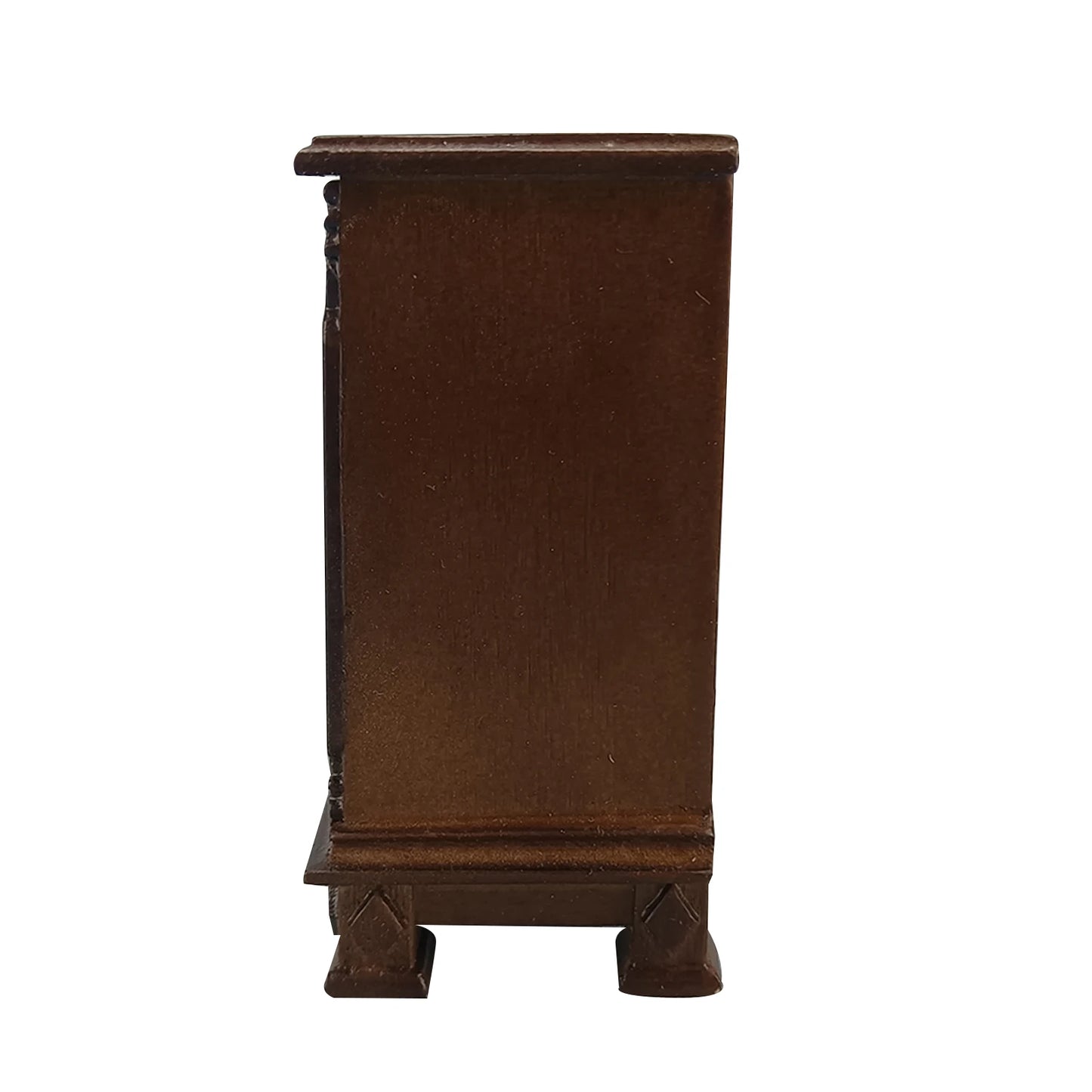 Mueble auxiliar de madera para casa de muñecas en miniatura, tallado a mano, a escala 1:12, con un intrincado diseño de retrato.
