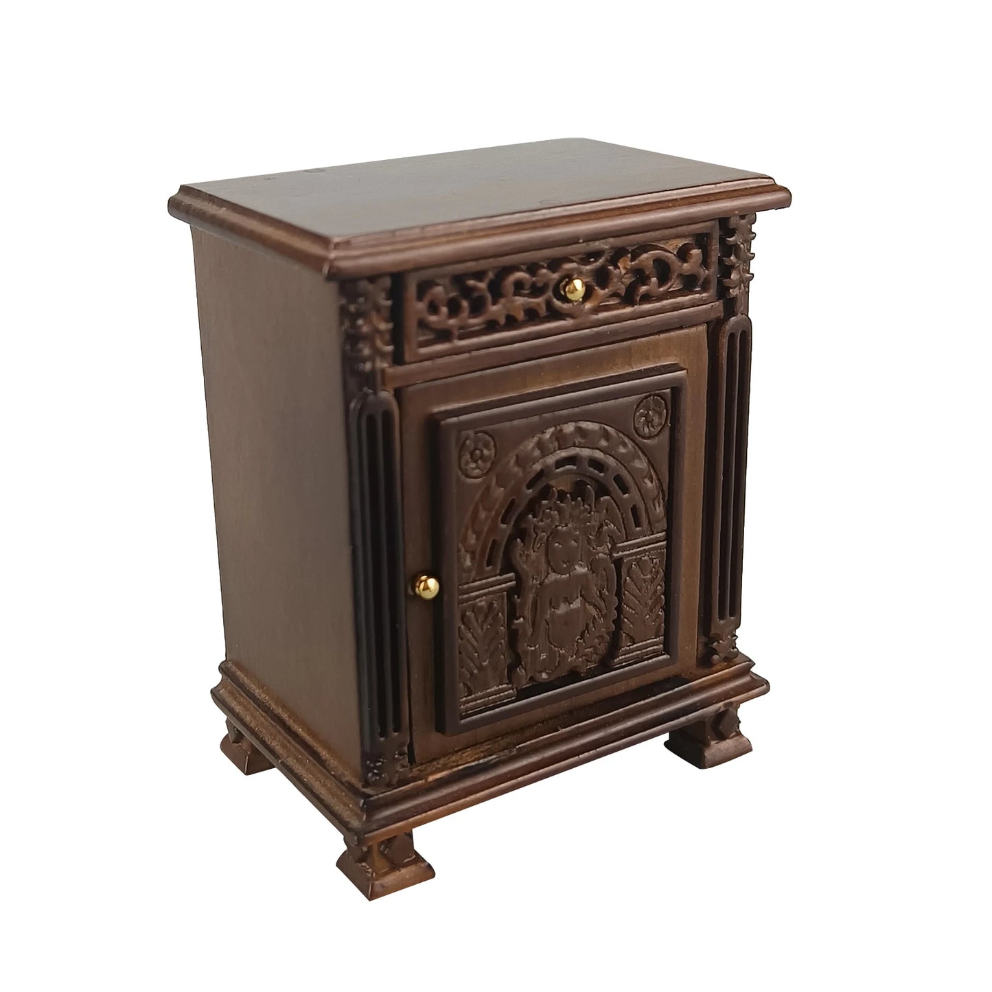1:12 Scale Miniature Dollhouse Furniture Hand Carved Portrait Small Cabinet