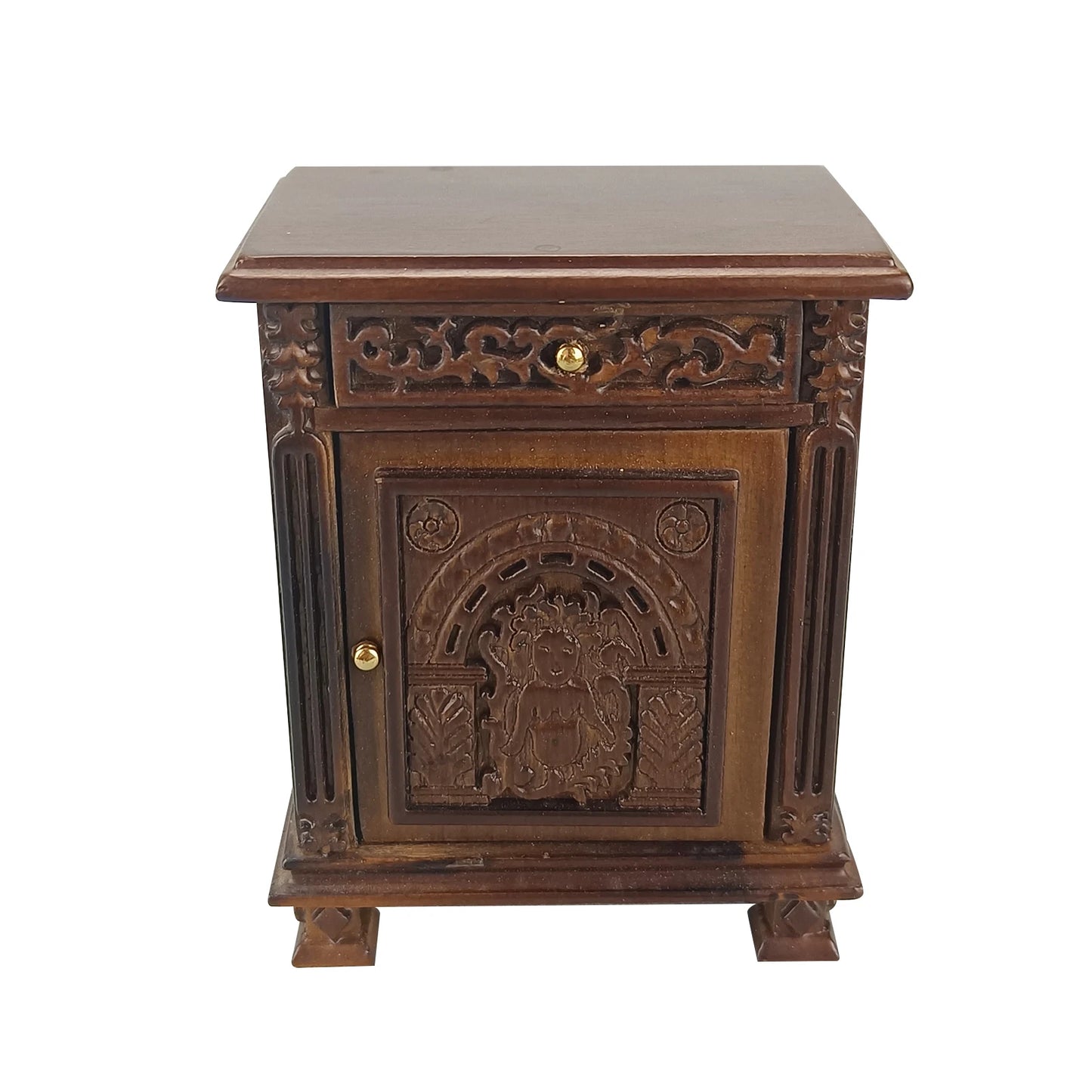 1:12 Scale Miniature Dollhouse Furniture Hand Carved Portrait Small Cabinet