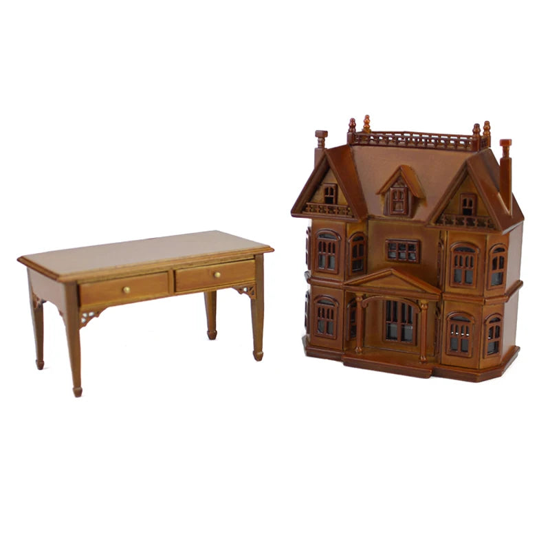 Mesa de casa de muñecas en miniatura de nogal a escala 1:144 para exhibición de muebles a escala 1:12