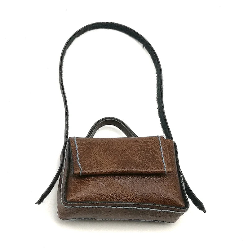 1:6 Scale Miniature Leather Handbag Purse Lady Shoulder Bag Fashion Doll Accessory