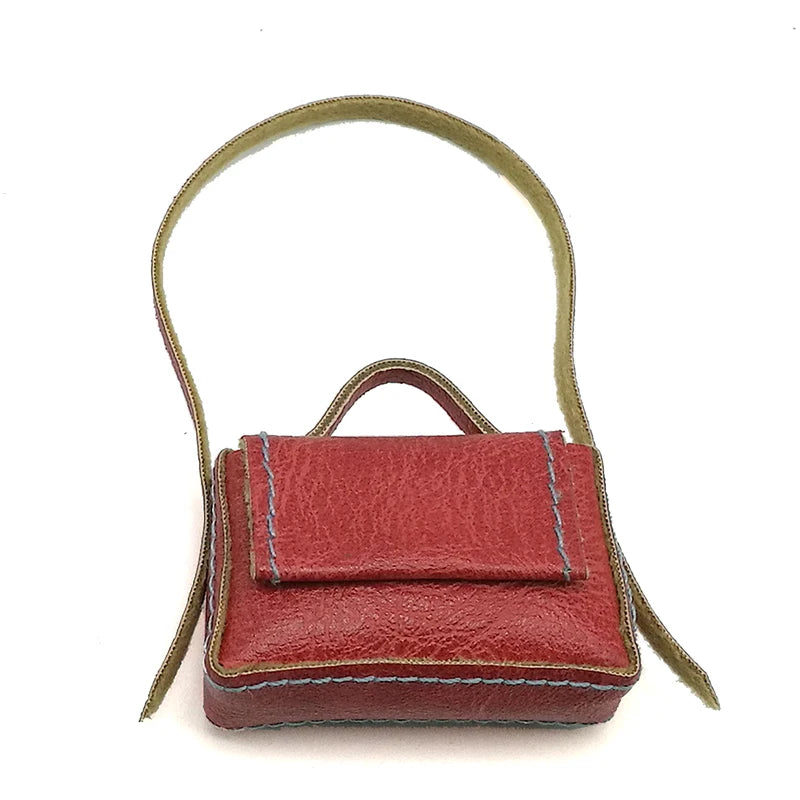 1:6 Scale Miniature Leather Handbag Purse Lady Shoulder Bag Fashion Doll Accessory