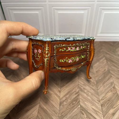 Casa de muñecas en miniatura 1:12, muebles en miniatura, cómoda con cajones.