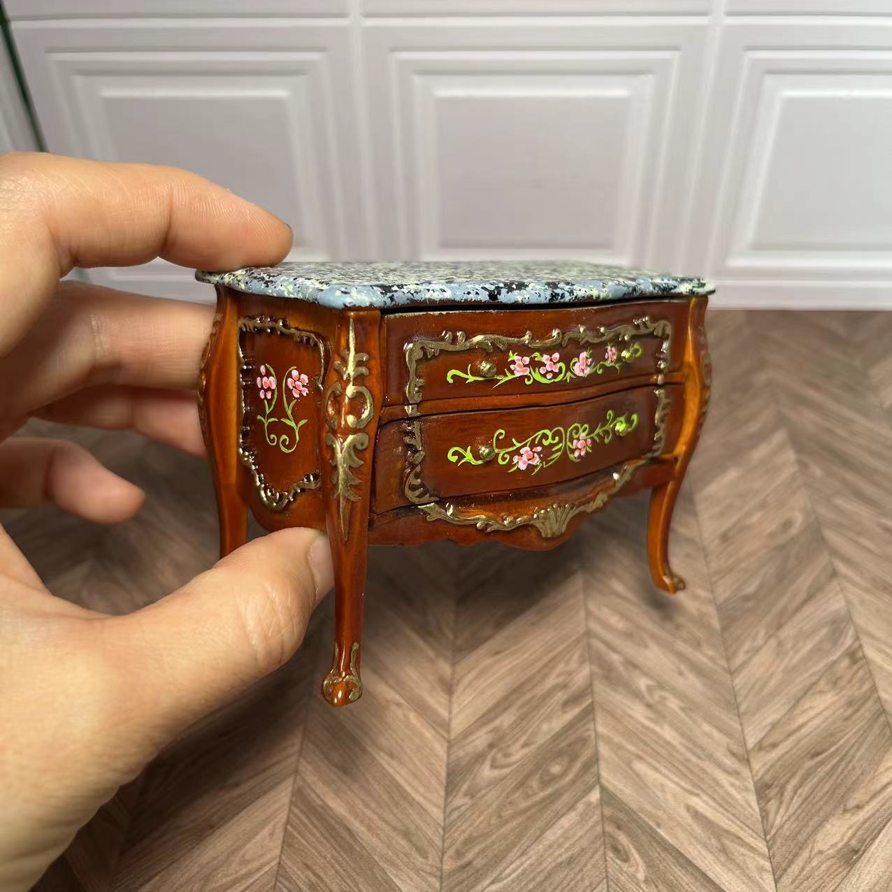 Casa de muñecas en miniatura 1:12, muebles en miniatura, cómoda con cajones.