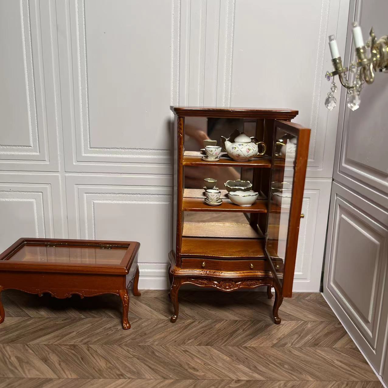 Maison de poupée miniature 1:12 Mini meubles Vitrine multicouche Armoire haute