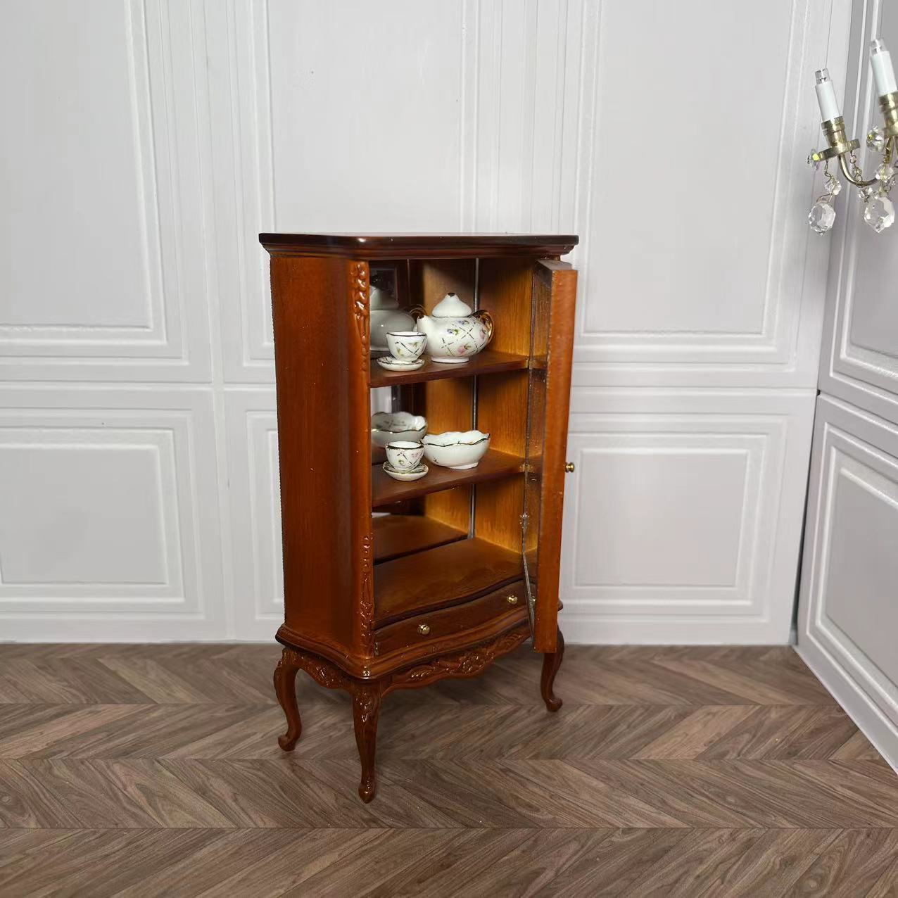 Maison de poupée miniature 1:12 Mini meubles Vitrine multicouche Armoire haute