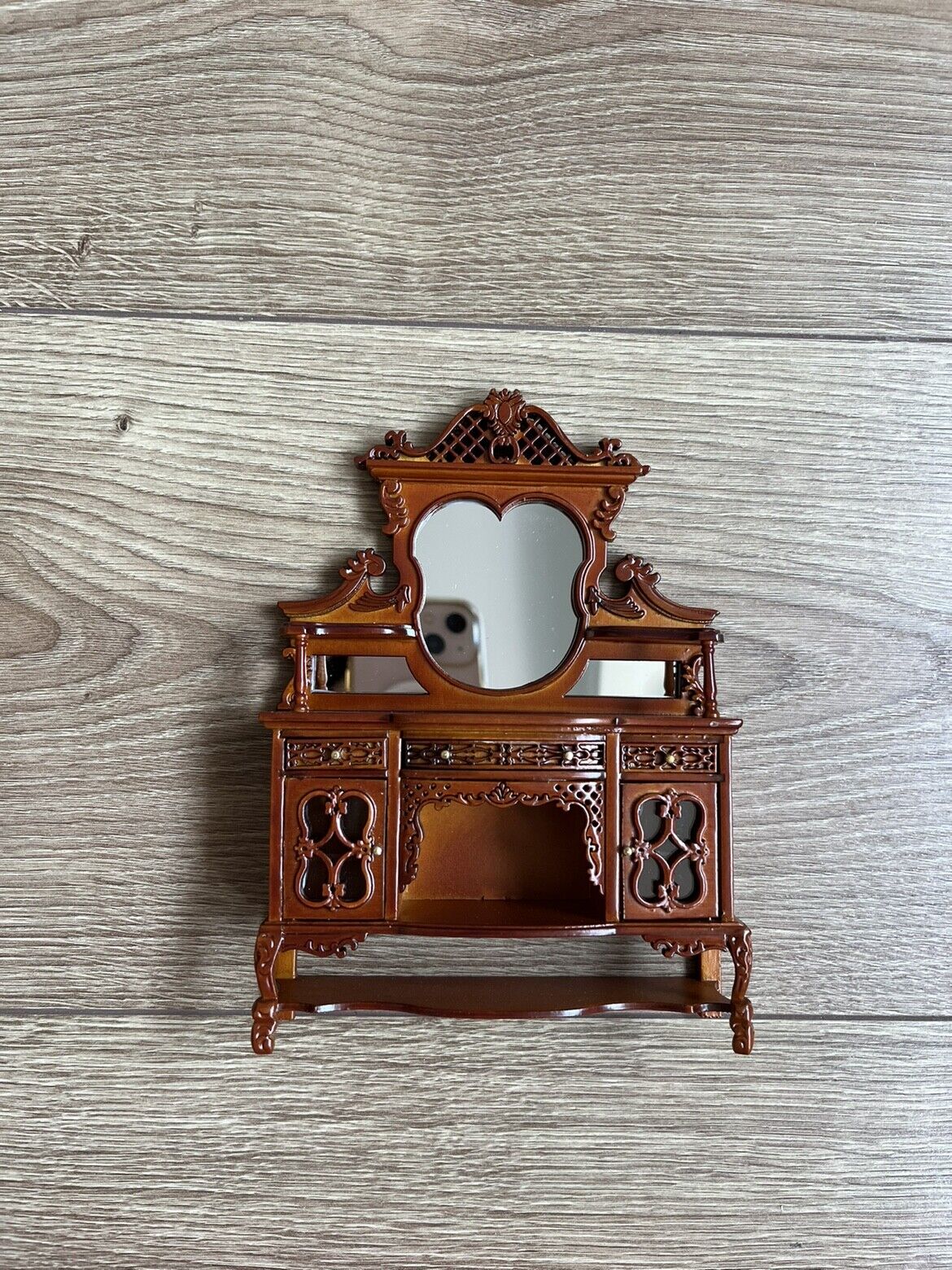 Muebles de casa de muñecas Blythe OB11 en miniatura fina con detalles tallados, tocador 1:12