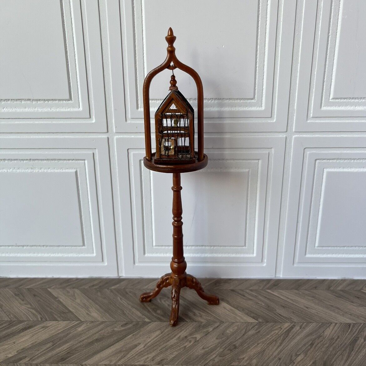 1:12 Mini casa de muñecas miniatura retro OB11 jaula de pájaros Blythe pájaro carpintero en el interior