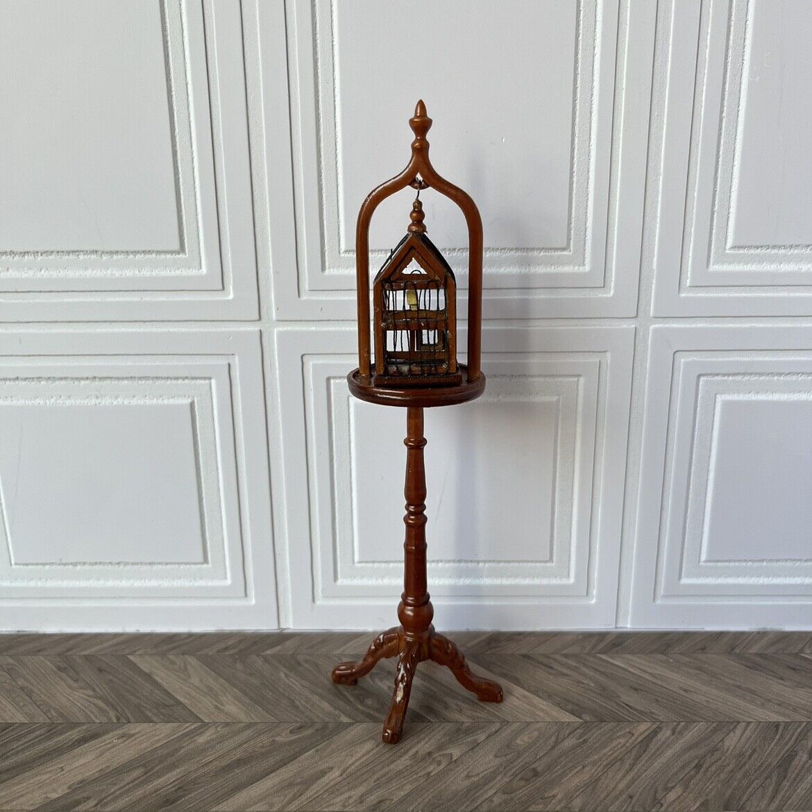 1:12 Mini casa de muñecas miniatura retro OB11 jaula de pájaros Blythe pájaro carpintero en el interior
