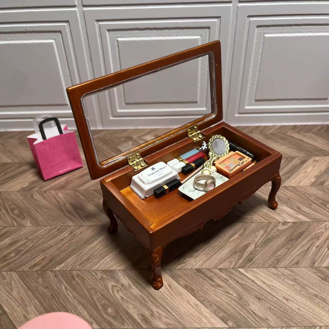 Casa de muñecas en miniatura 1:12 Mini muebles OB11 Mesa de té pequeña Almacenamiento abierto Blythe