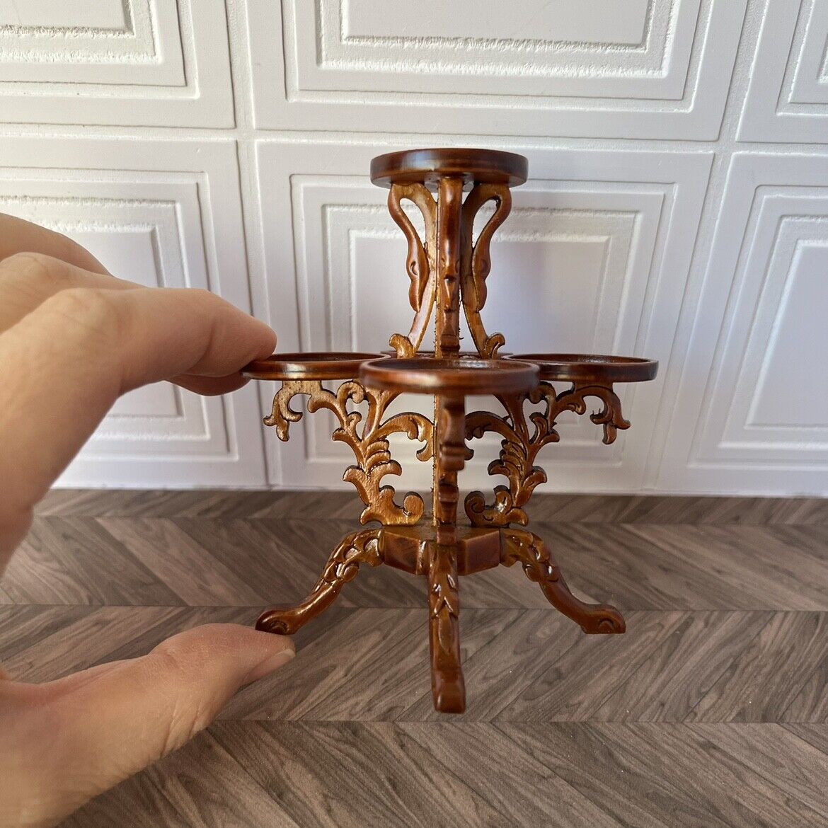 Muebles en miniatura para casa de muñecas Mini OB11 Muebles BJD Swan Flower Stand 1:12