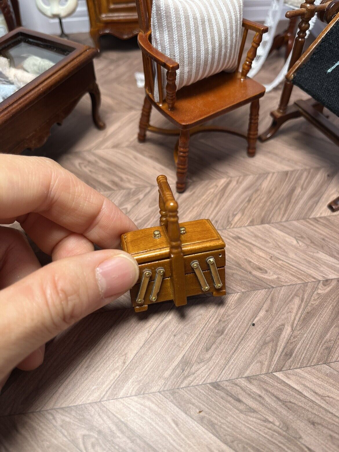 Muebles en miniatura OB11, modelo 1:12, caja de costura, lonchera, estuche para cosméticos, Blythe