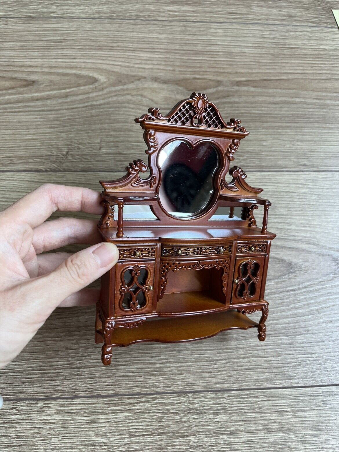 Muebles de casa de muñecas Blythe OB11 en miniatura fina con detalles tallados, tocador 1:12