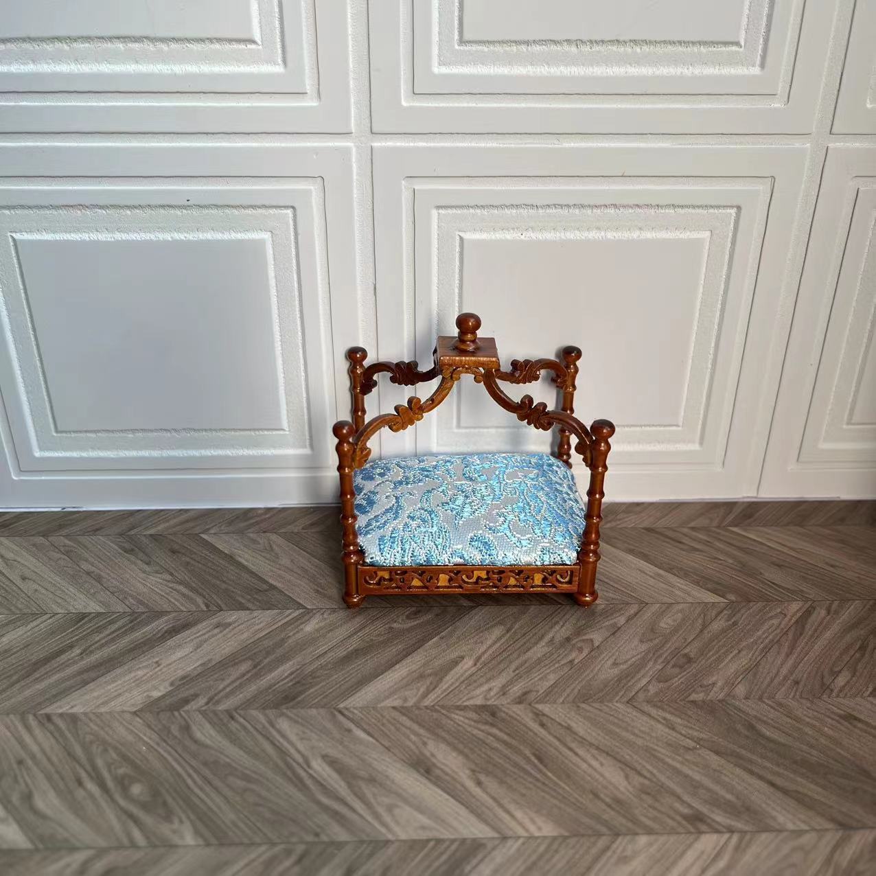 Mini casa de muñecas 1:12, muebles en miniatura, modelo OB11 con techo, elegante cama para gatos