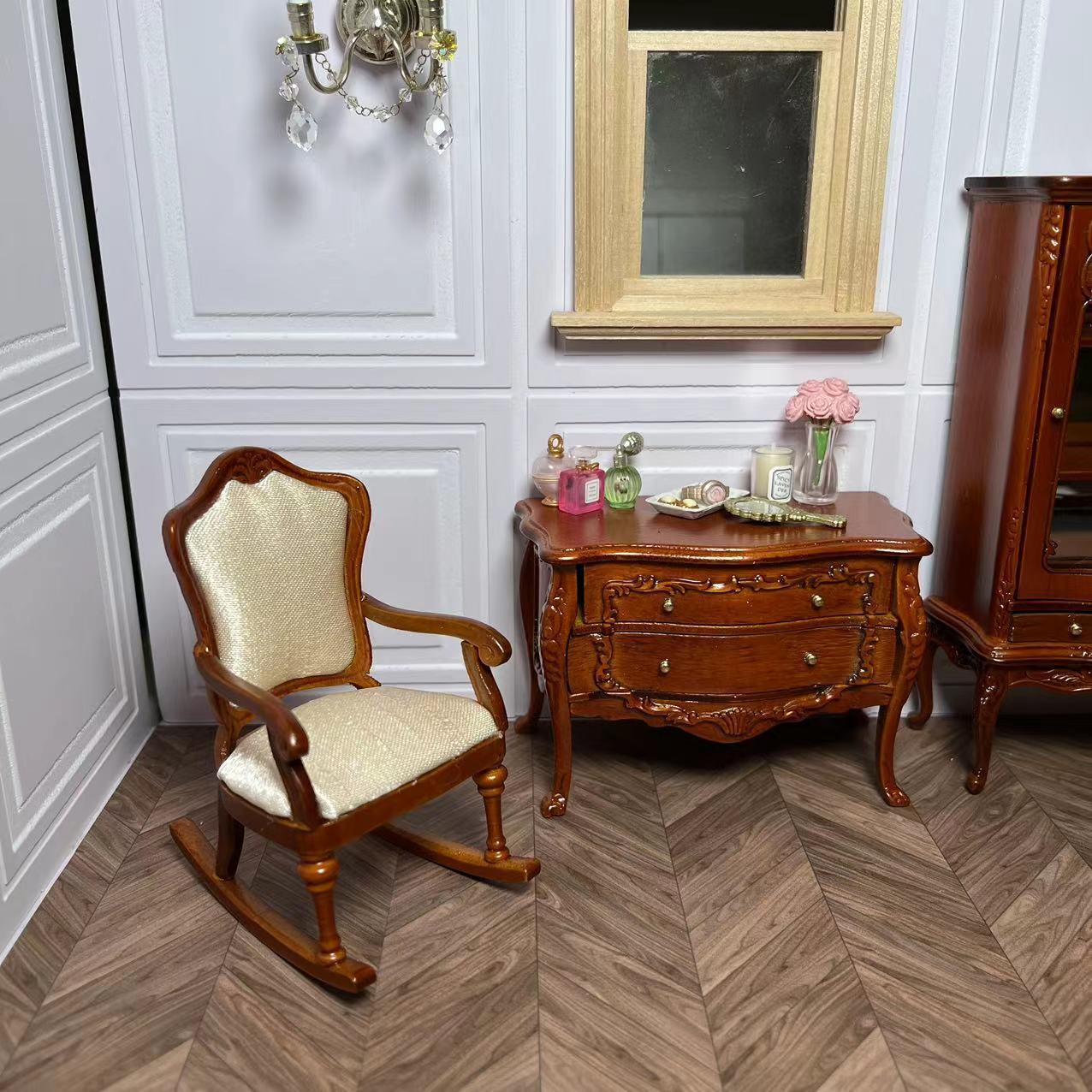 Casa de muñecas en miniatura 1:12, muebles en miniatura, cómoda con cajones.