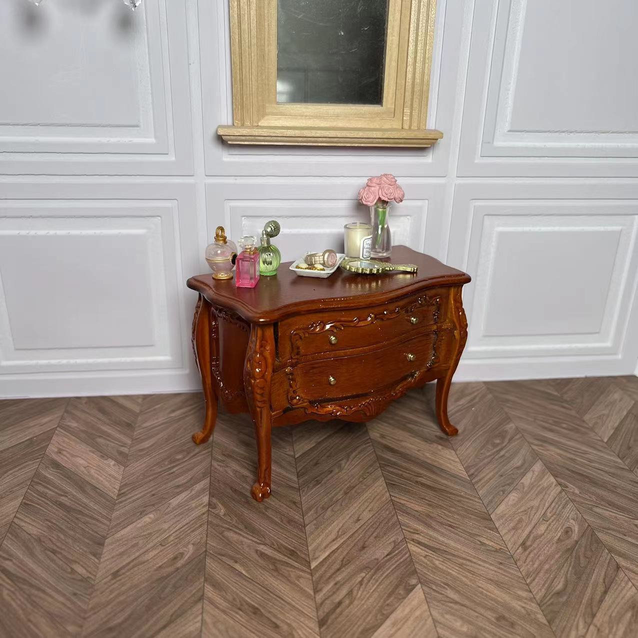 Casa de muñecas en miniatura 1:12, muebles en miniatura, cómoda con cajones.