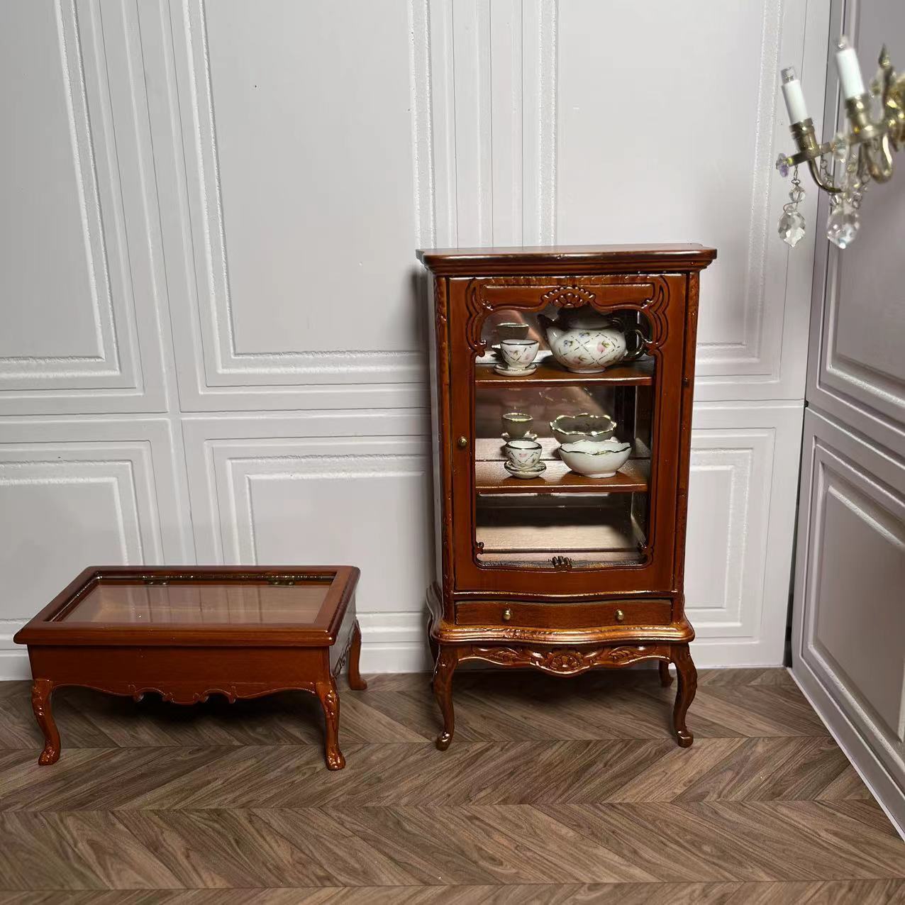 Maison de poupée miniature 1:12 Mini meubles Vitrine multicouche Armoire haute
