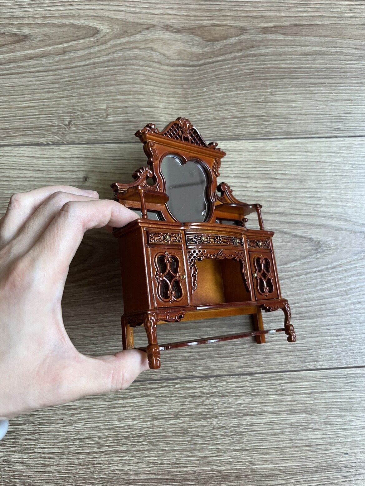 Muebles de casa de muñecas Blythe OB11 en miniatura fina con detalles tallados, tocador 1:12