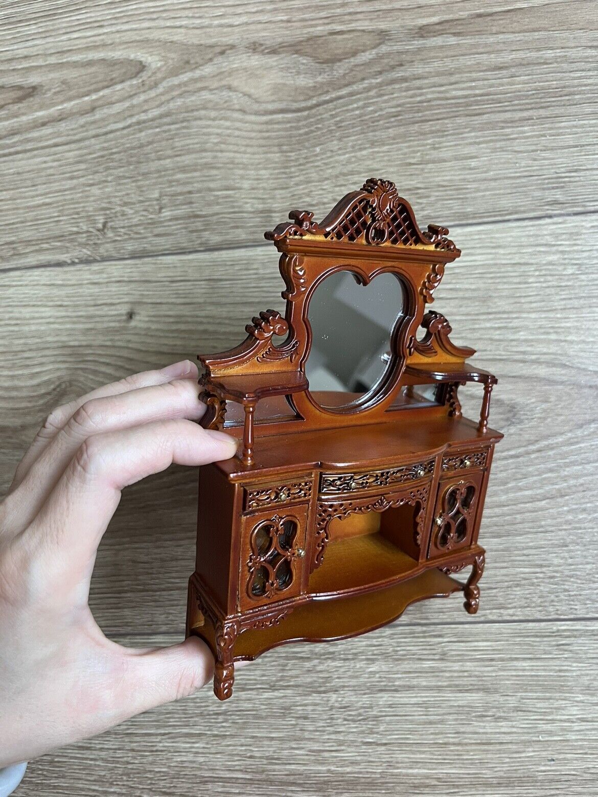 Muebles de casa de muñecas Blythe OB11 en miniatura fina con detalles tallados, tocador 1:12