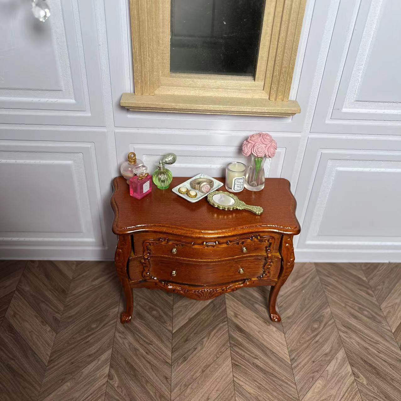 Casa de muñecas en miniatura 1:12, muebles en miniatura, cómoda con cajones.