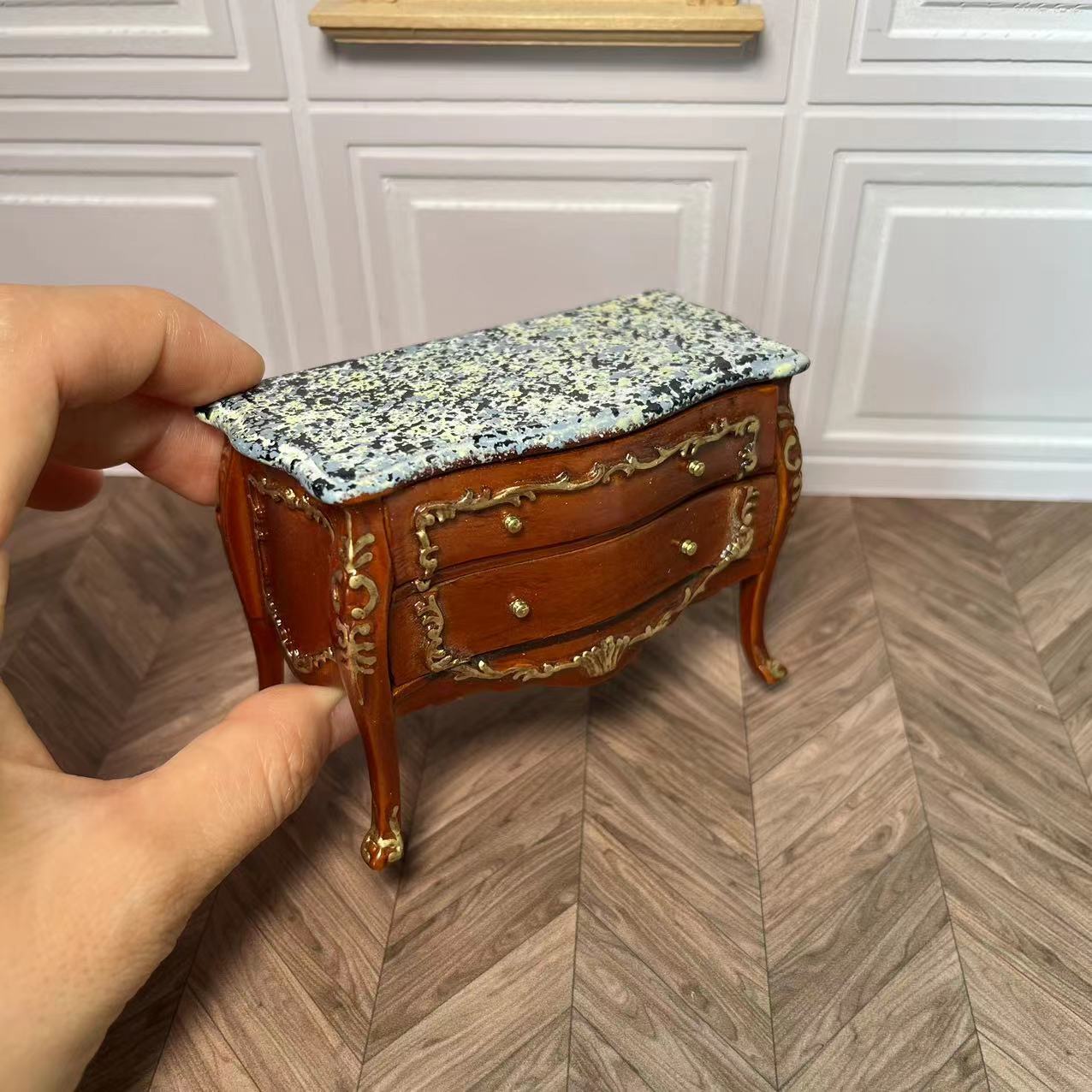 Casa de muñecas en miniatura 1:12, muebles en miniatura, cómoda con cajones.