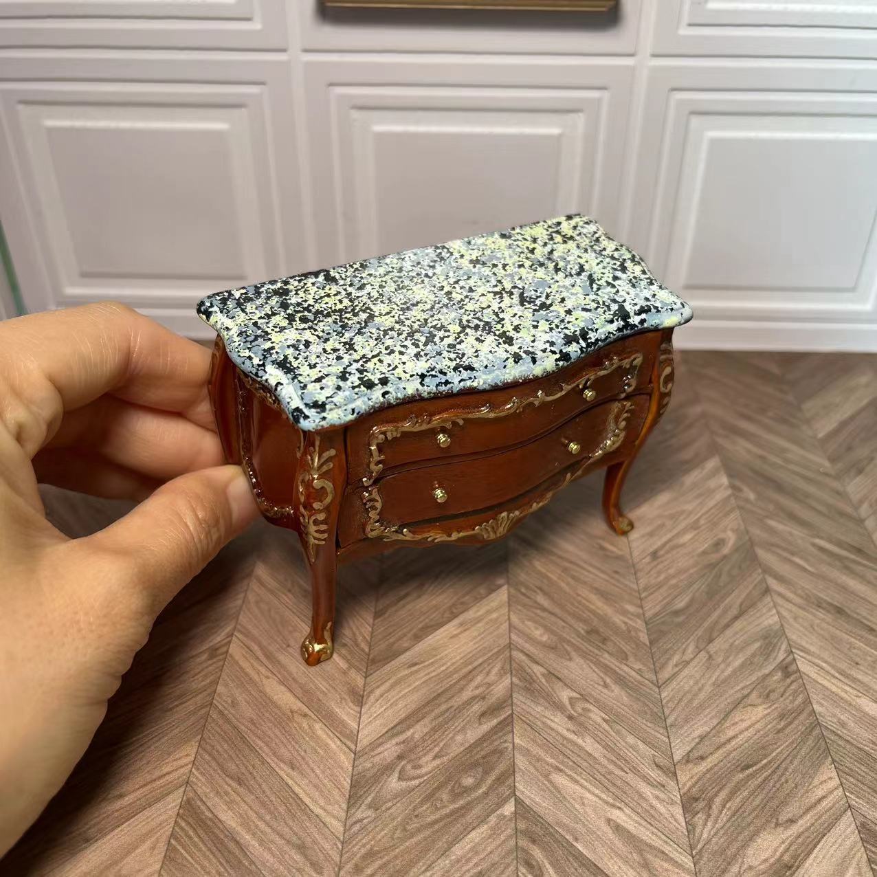 Casa de muñecas en miniatura 1:12, muebles en miniatura, cómoda con cajones.