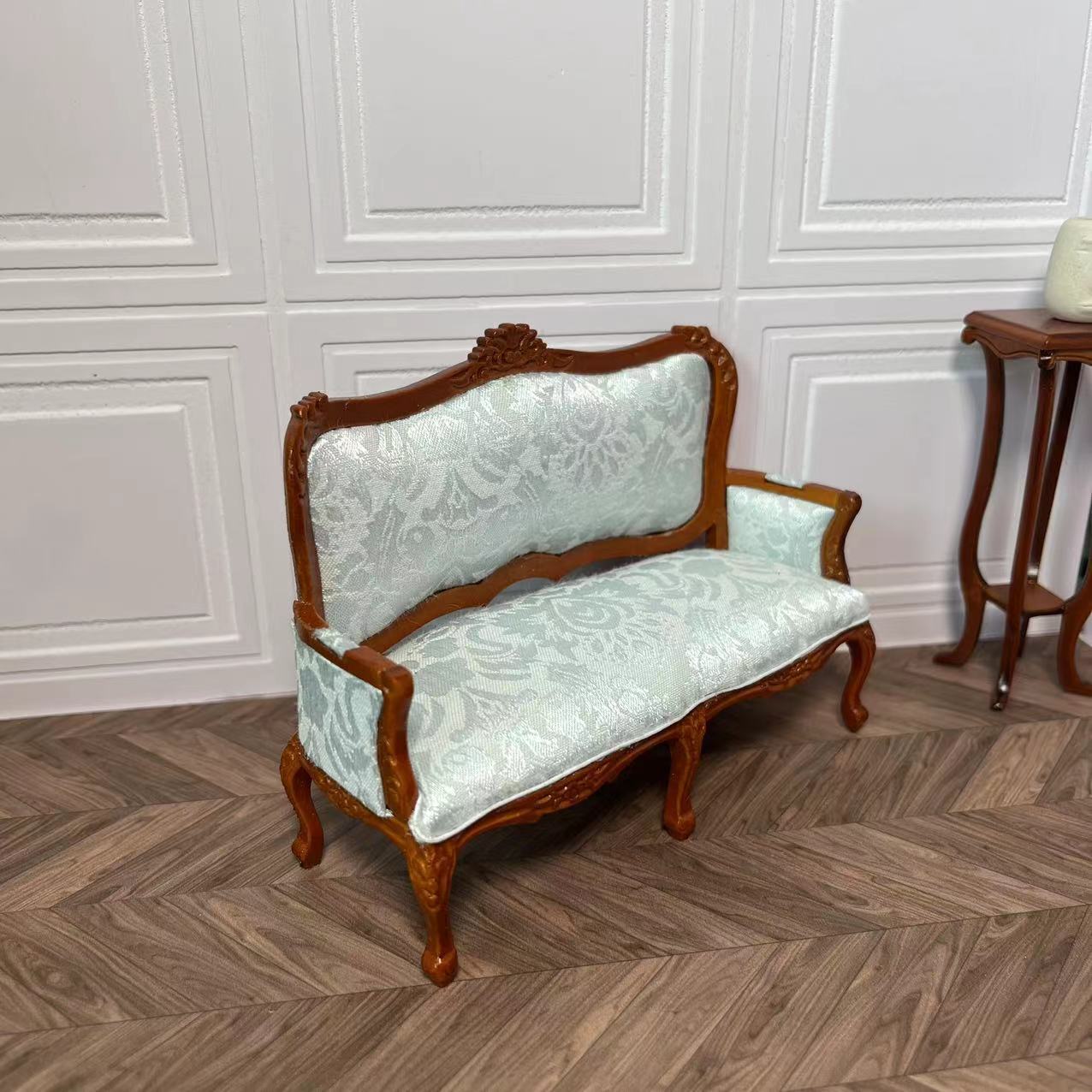 Mini casa de muñecas 1:12 Fine Miniatures OB11 Sofá Dijon Sofá doble Sofá individual