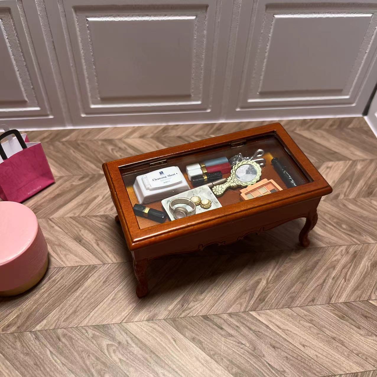 Casa de muñecas en miniatura 1:12 Mini muebles OB11 Mesa de té pequeña Almacenamiento abierto Blythe