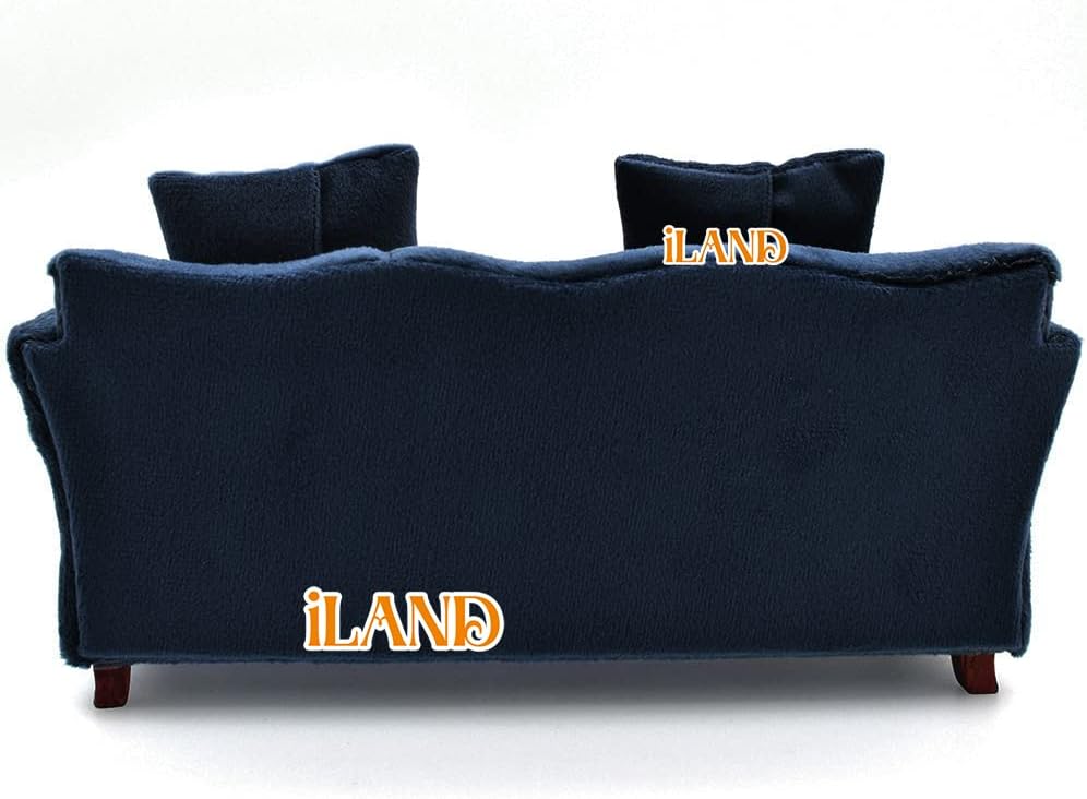 1:12 Scale Modern Miniature Sofa Dollhouse Furniture For Living Room Dark Blue Velvet