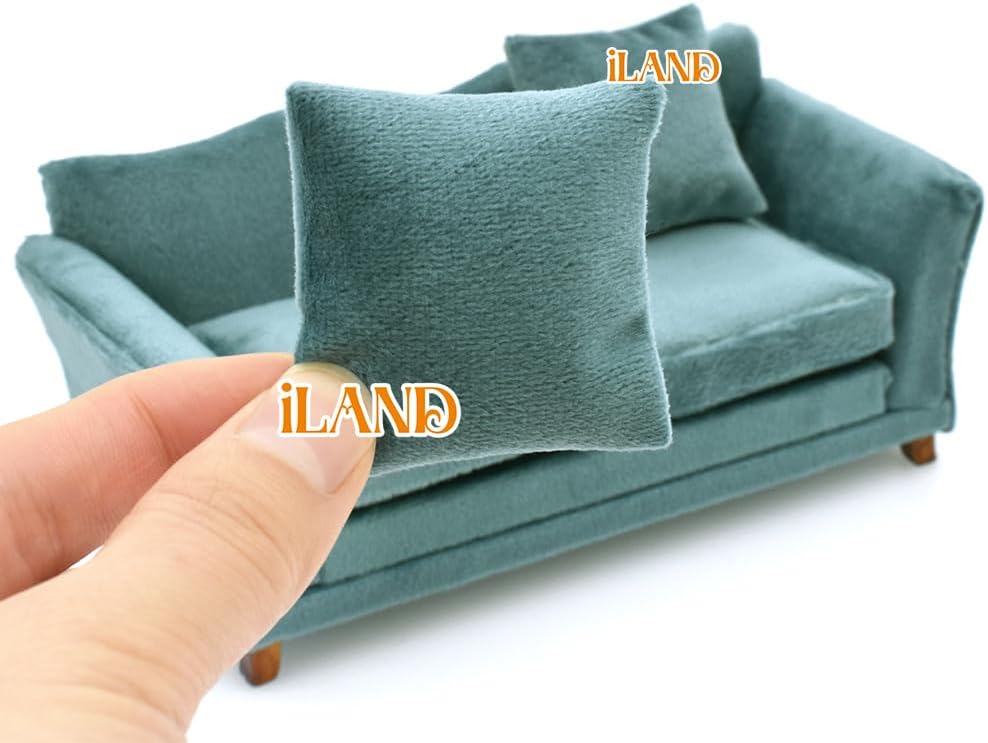 1:12 Scale Miniature Sofa Modern Dollhouse Furniture Living Room Misty Gray Velvet