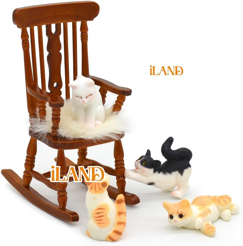1:12 Scale Vintage Wooden Rocking Chair With Velvet Cushion Miniature Dollhouse Furniture For Brewster Dollhouse