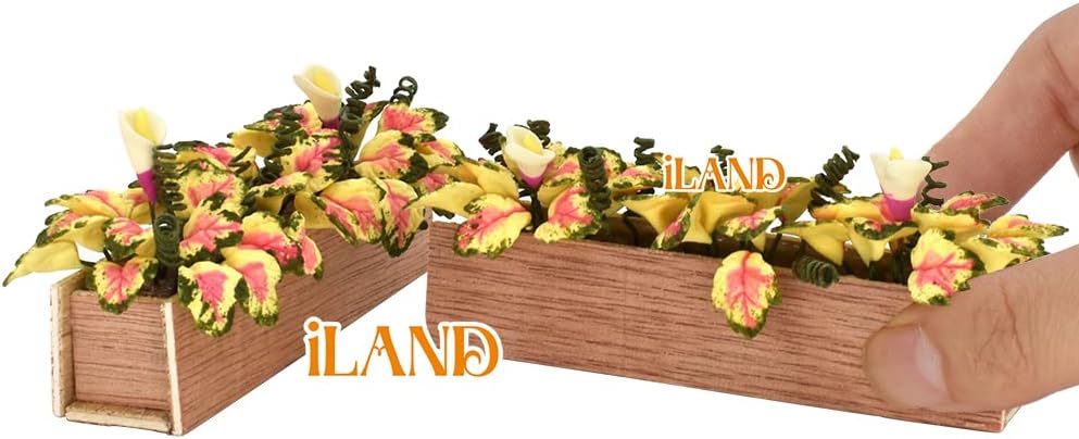 1:12 Scale Miniature Dollhouse Plants Accessories 2 Pcs Caladium Miniature Plants