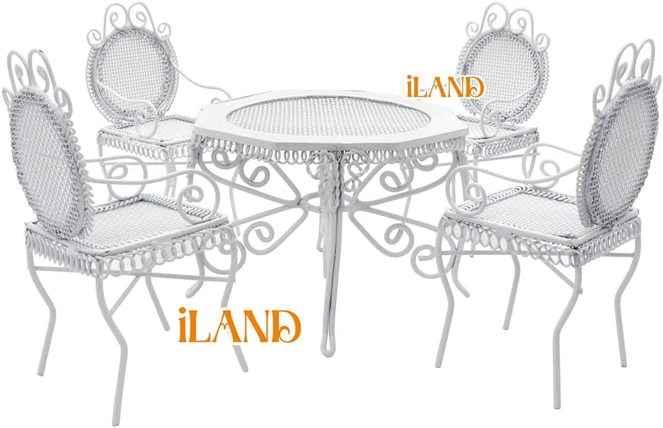 1:12 Scale Miniature Garden Furniture Set With Swing Table Chairs And Rose Vines For Dollhouse Outdoor Decor