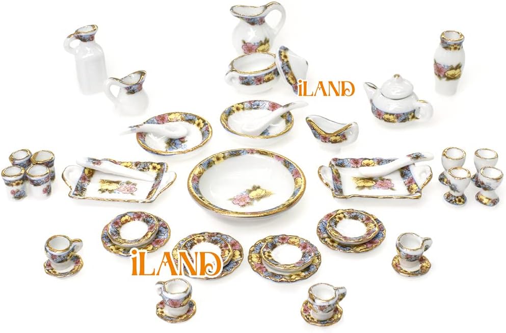 1:12 Scale Miniature Tea Set Tableware And Food For Dollhouse Furniture Elegant Dining Room Accessories