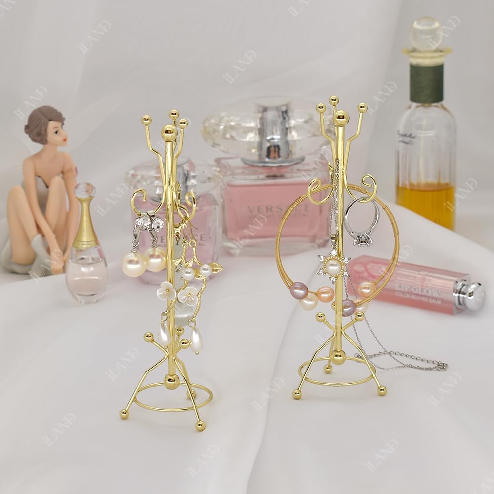 1:12 Scale Miniature Metal Jewelry Stand Organizer With Coat Rack Design For Earrings And Rings Miniature Dollhouse Accessory