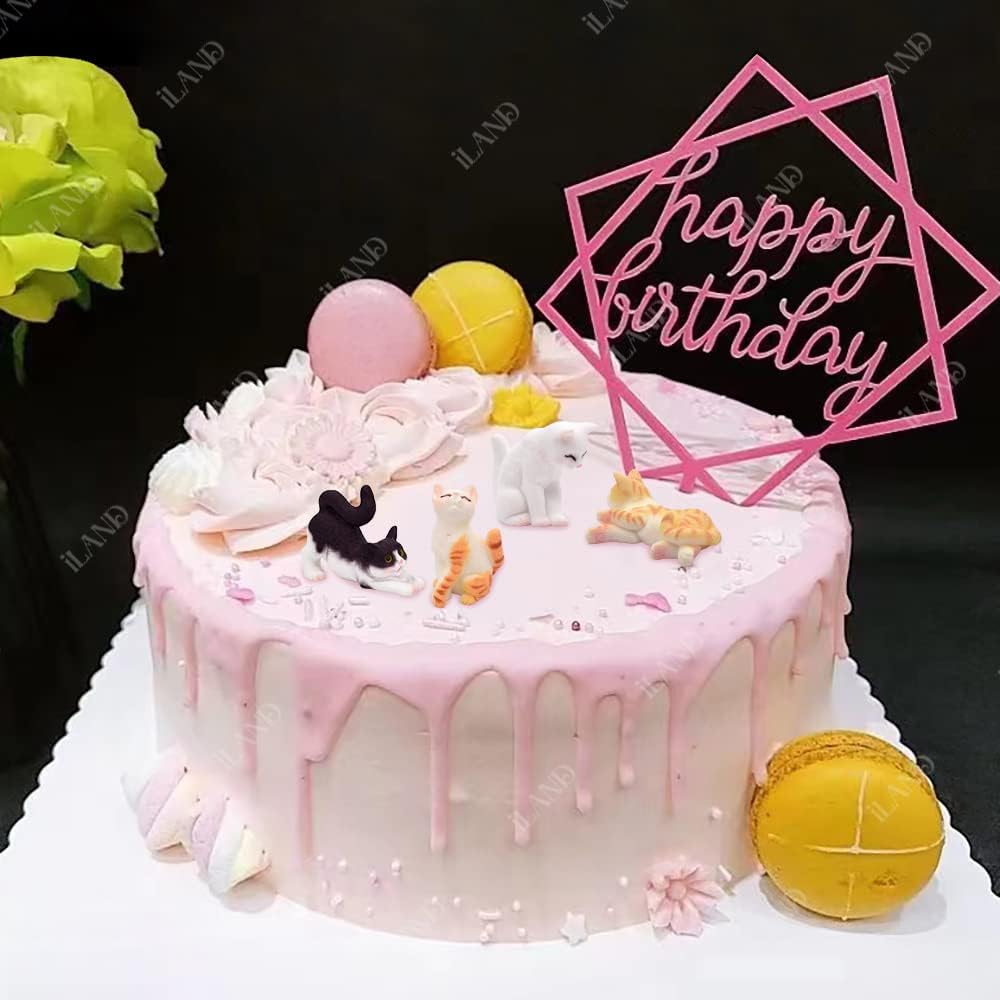 1:12 Scale Realistic Cat Figurine With Dollhouse Accessories Hand Painted Miniature Cat Decor Cake Topper