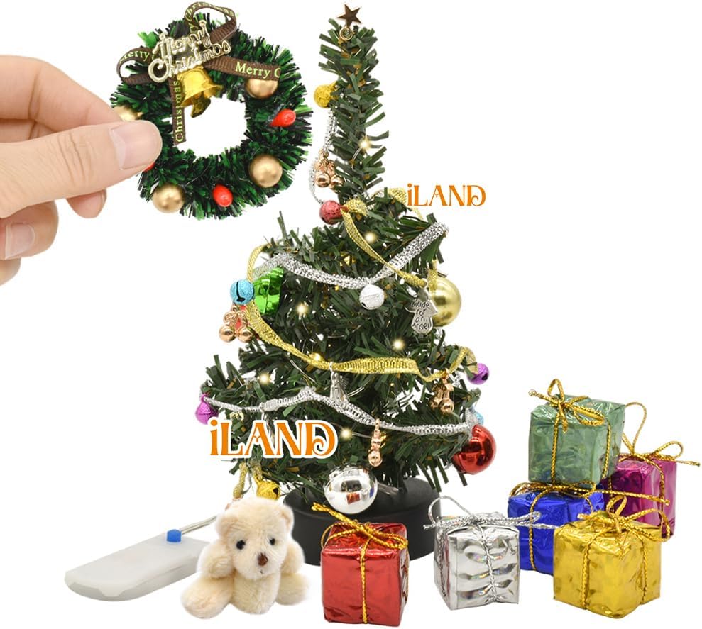 1:12 Scale Miniature Christmas Tree With Gifts Dollhouse Accessories For Elf Door Fairy Door Christmas Decorations