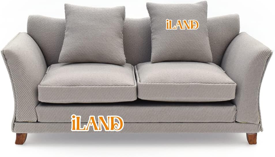 1:12 Scale Modern Miniature Sofa Dollhouse Furniture For Living Room Khaki Drills
