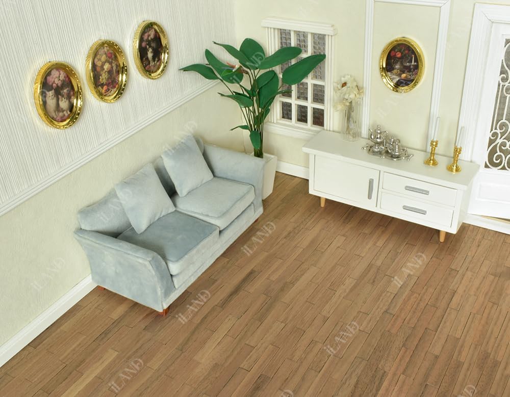 1:12 Scale And 1:6 Scale Dollhouse Flooring 17x11 Inches 2Pcs Miniature Dollhouse Accessories Classic Walnut For Dollhouse Furniture