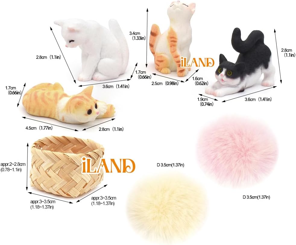 1:12 Scale Realistic Cat Figurine With Dollhouse Accessories Hand Painted Miniature Cat Decor Cake Topper